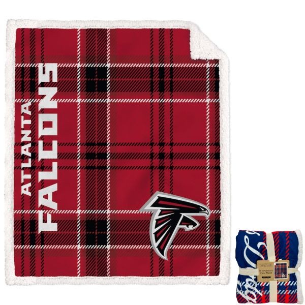 Atlanta Falcons Blankets - 50"x60" Plaid Polyester Flannel Sherpa - Homefield - 6 For $60.00 - Wholesale Atlanta Falcons Products - Wholesale Football Gear
