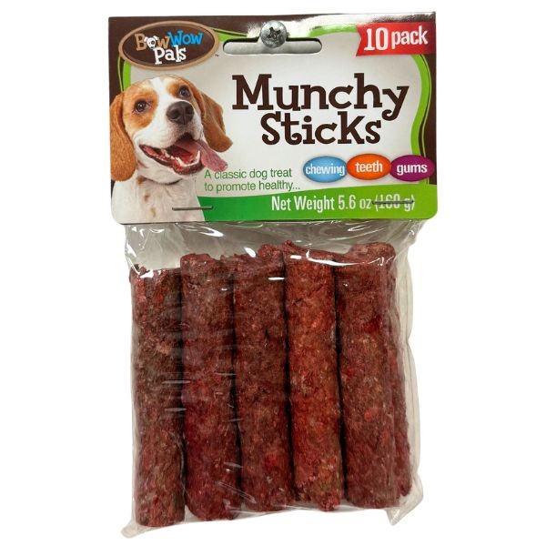 Bow Wow Dog Treats - 10Pack Munchy Sticks - 5.6OZ Pack - 36 Packs For $36.00
