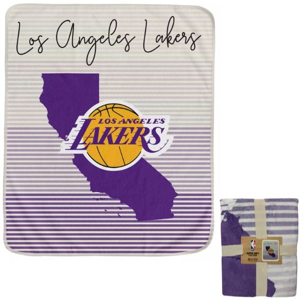 Los Angeles Lakers Blankets - 60"x70" State Stripe Plush Throw Blankets - 2 For $30.00 - Los Angeles Lakers