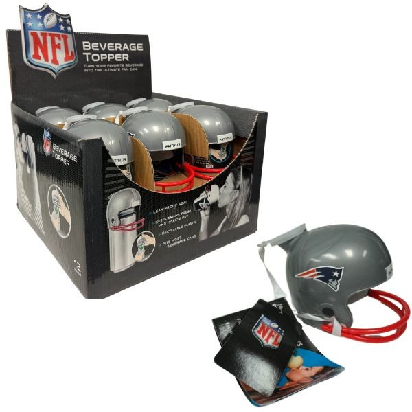 New England Patriots Can Toppers - 12 Per Display - Turn Your Can Into A Spout - $30.00 Per Display - Wholesale New England Patriots - Patriots Merchandise