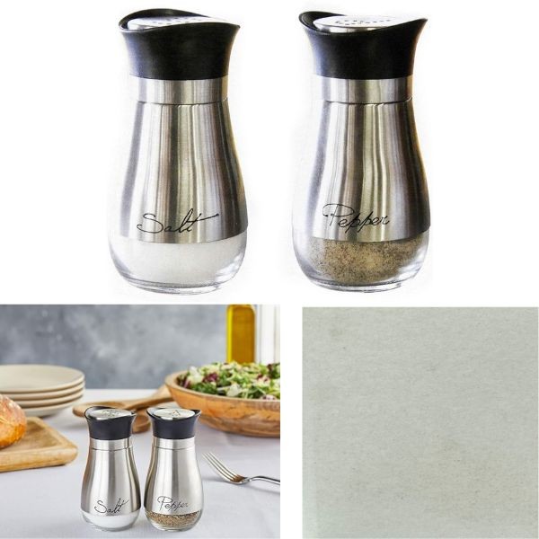 Salt And Pepper Shaker Set - Stainless Tear Drop Style - White Box Packaging - 5 Sets For $20.00