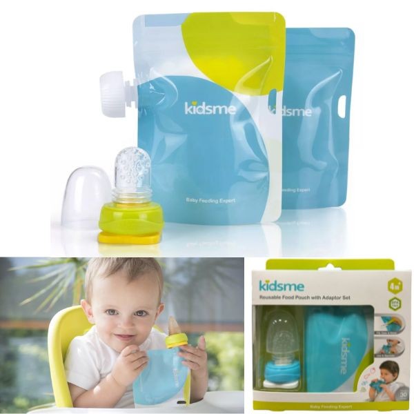 KidsMe Baby - Reusable Food Pouch With Adapter Set - Colors Vary - #160499LA - 5 Kits For $20.00