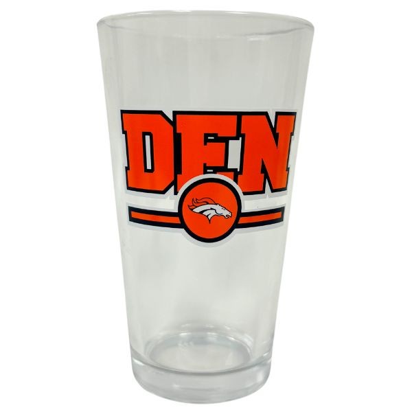 The Letterman Pint - 16OZ Denver Broncos Glass Pint - 6 For $21.00 - Wholesale Denver Broncos Products - Denver Merchandise