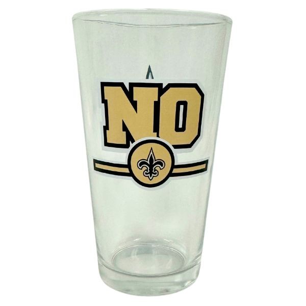 The Letterman Pint - 16OZ New Orleans Saints Glass Pint - 6 For $21.00 - Wholesale New Orleans Saints Product - Saints Merchandise