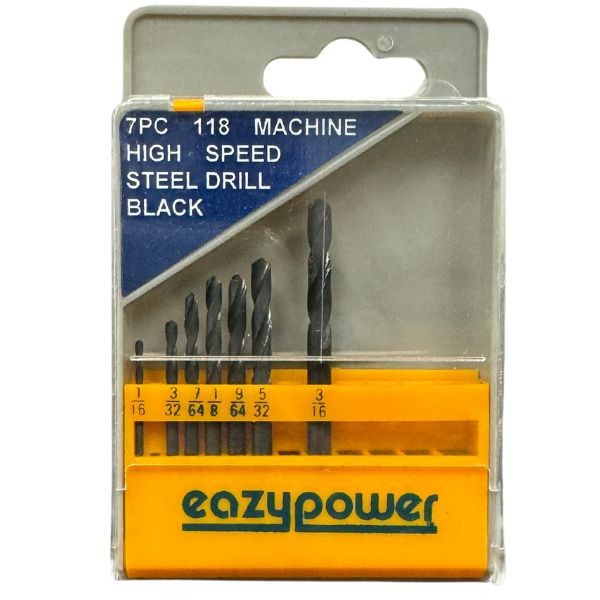 Eazy Power 7PC Drill Bit Set - 118 Machine High Speed Drill Bit Set - 12 Sets For $24.00