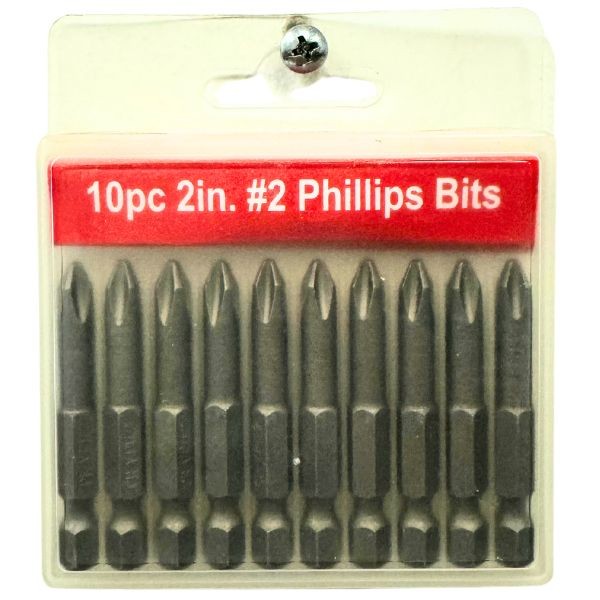 Wholesale Tools - 10PC 2" #2 Phillips Bit Set - 12 Sets For $30.00