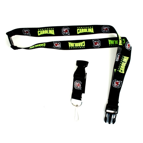 Carolina Gamecocks Lanyards - Premium 2-Sided Black Neon Series - 12 For $30.00 - South Carolina Gamecocks