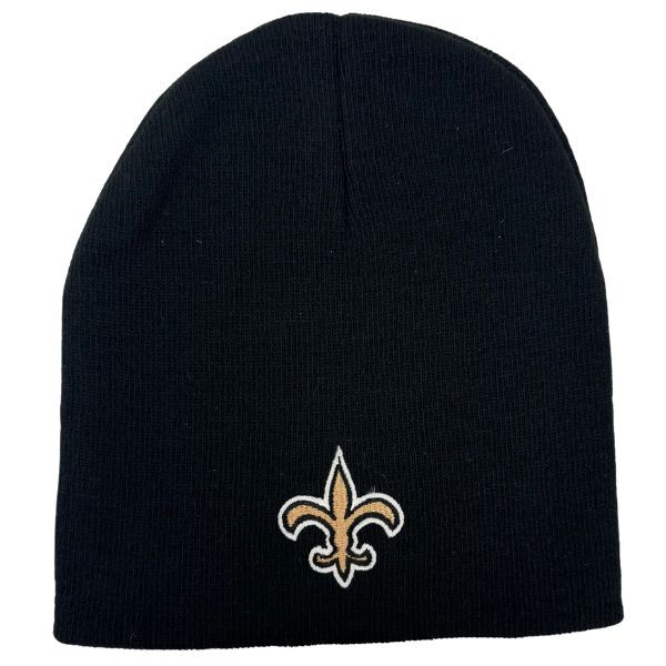 New Orleans Saints Winter Knits - Black Onfield Fan Beanies - 6 For $36.00 - Wholesale New Orleans Saints Product - Saints Merchandise