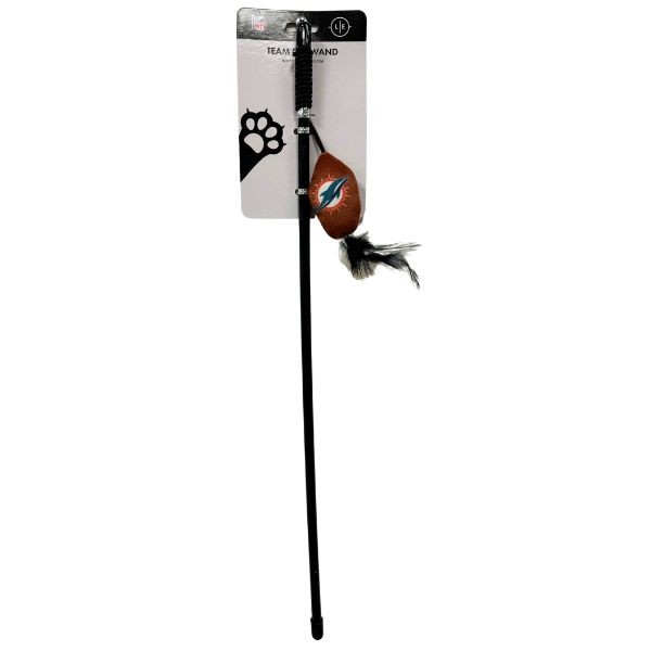 Miami Dolphins Pet Toys - 18" Plush Feather Cat Wands - 12 For $30.00 - Wholesale Miami Dolphins Products - Dolphins Merchandise