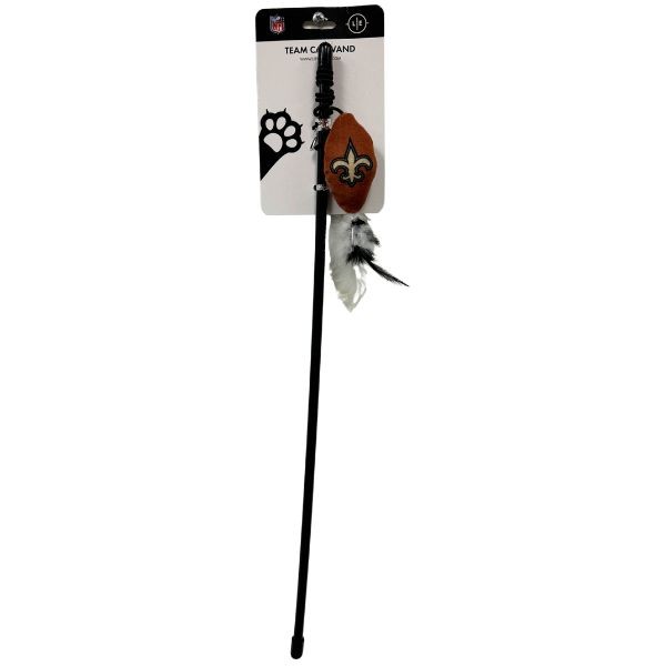 New Orleans Saints Pet Toys - 18" Plush Feather Cat Wands - 12 For $30.00 - Wholesale New Orleans Saints Product - Saints Merchandise