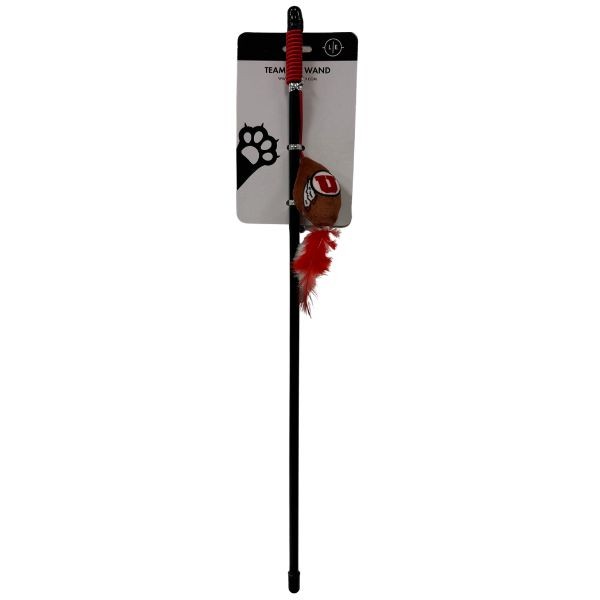 Utah Utes Pet Toys - 18" Plush Feather Cat Wands - 12 For $30.00 - Utah Utes