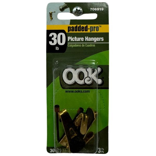 Padded Pro - 30LB Picture Hangers - 3PC Pack - 36 Packs For $23.40
