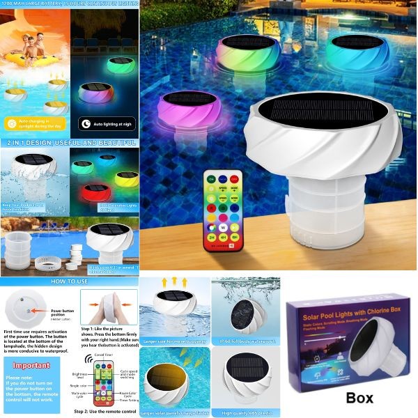 Intelligent Solar Pool Chlorinator - LED Solar Powered - Multi-Color - 4 For $30.00