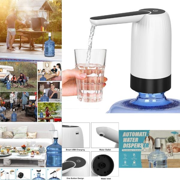Automatic Water Dispenser - BLUE Top Box Style - Universal Fit For Water - USB Charging - 6 For $30.00