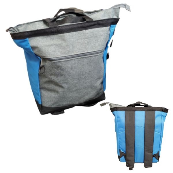 Premium Blue/Gray Backpack - Zippered Backpack - 12 Backpacks For $42.00