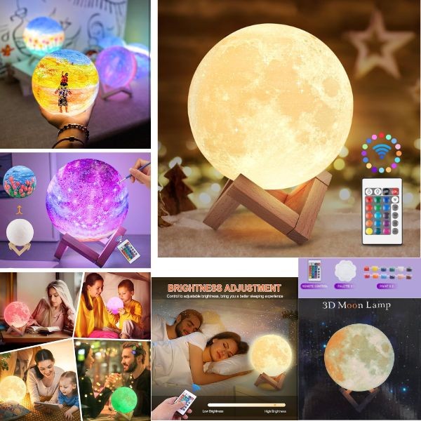 DEFECTIVE (PAINT IS DRY) - 3D Moon Lamp - With Remote Control - LED Color Changing - 12 Sets For $30.00