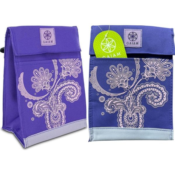 Gaiam Snack Sack - Purple Paisley Design - Insulated Lunch Bag - 6 For $21.00