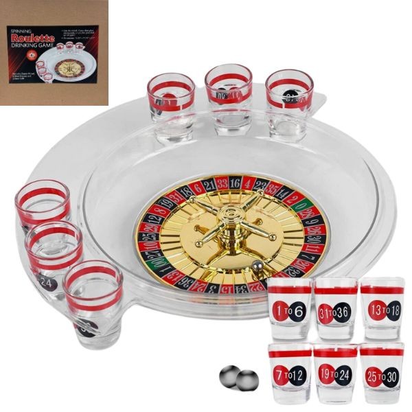 The Roulette Wheel - Includes Spinning Wheel, 6Shot Glasses and 2Balls - Spin To Drink - Up To 6 Players - 6 Sets For $30.00