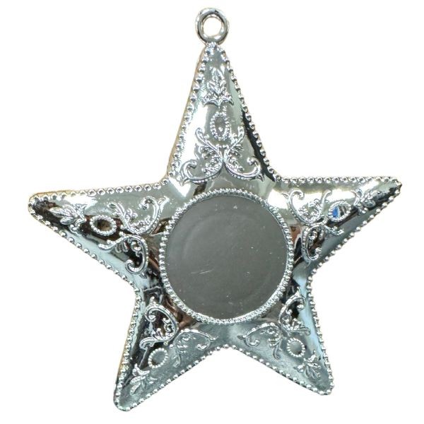 Must Go Deal - The Silver Star - DIY 4" Ornament - Placard For a 1.5" Picture - The Gift Of Christmas - 144 For $50.40