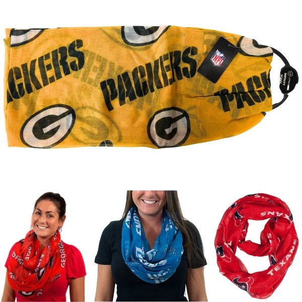 Green Bay Packers Gear - Shear Infinity Team Scarves - Show Your Team Spirit - 6 For $36.00 - Wholesale Green Bay Packers Products - Packers Merchandise