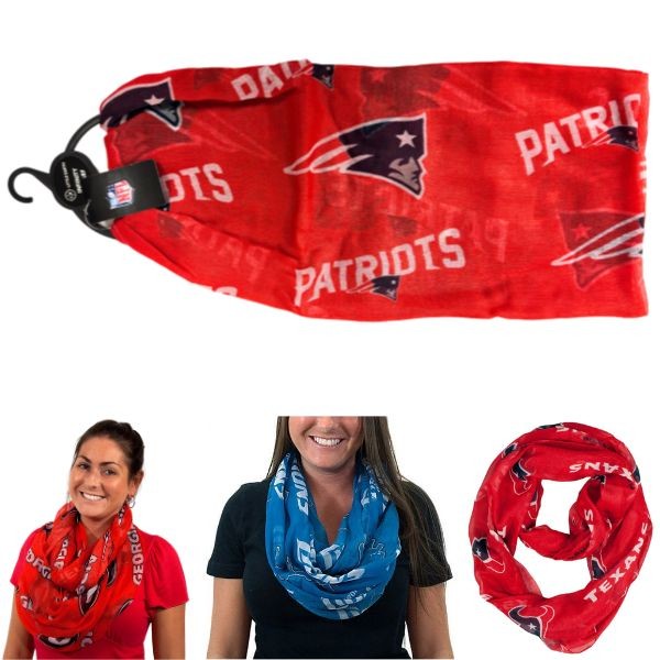 New England Patriots Gear - Shear Infinity Team Scarves - Show Your Team Spirit - 6 For $36.00 - Wholesale New England Patriots - Patriots Merchandise