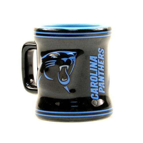 Carolina Panthers Shotglasses - (May Be Different Pattern Then Pictured) - 2OZ Sculpted Shot Mugs - $3.50 Each - Wholesale Carolina Panthers Products - Carolina Football