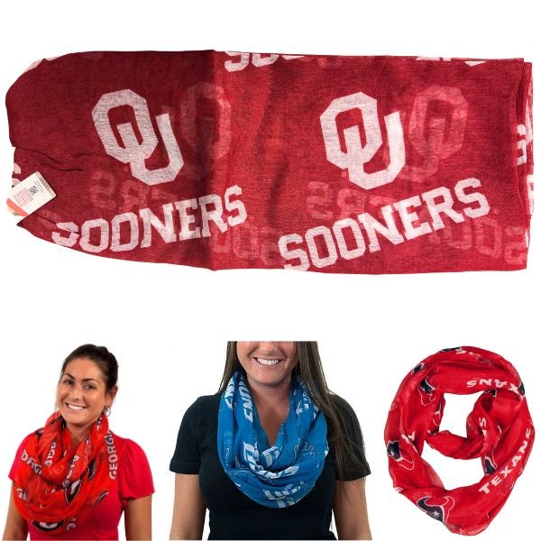 Oklahoma Sooners Gear - Shear Infinity Team Scarves - Show Your Team Spirit - 6 For $36.00 - Oklahoma