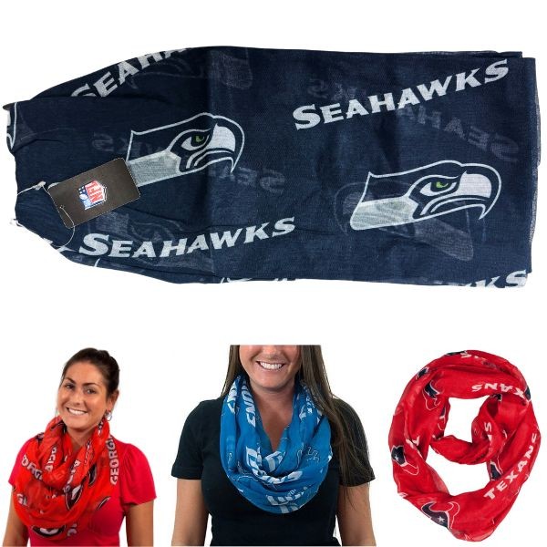 Seattle Seahawks Gear - Shear Infinity Team Scarves - Show Your Team Spirit - 6 For $36.00 - Wholesale Seattle Seahawks Product - Seahawks Merchandise