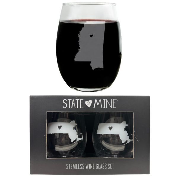 State Of Massachusetts Wine Glass Set - 19oz State Of Mine Collection - 12 Sets For $36.00 - Wholesale New England Patriots - Patriots Merchandise 2