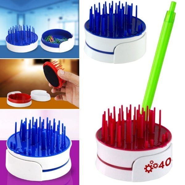 Innovation Products - The Spike Desk Caddy - Phone and Pen Holder - With Paper Clip Drawer - Colors Vary - 48 For $26.40