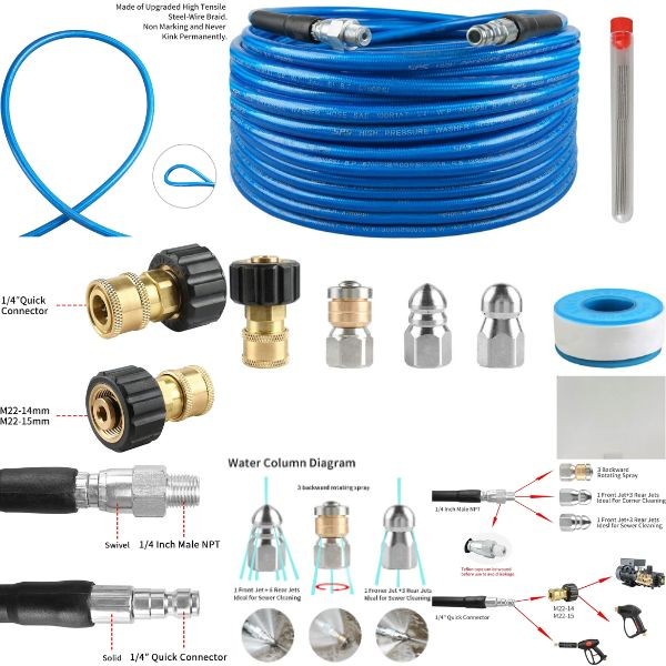 High Pressure Hose Set - Power Wash Hose - BLUE - 50 Footer - Comes With Heads And Tape - 2 Sets For $25.00