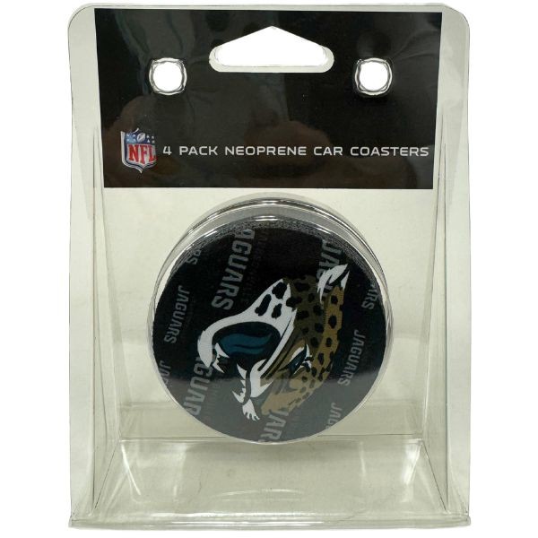 Jacksonville Jaguars - 4Pack Team Spirit Neoprene Car Coasters - 12 Packs For $30.00 - Wholesale Jacksonville Jaguars Product - Jaguars Merchandise