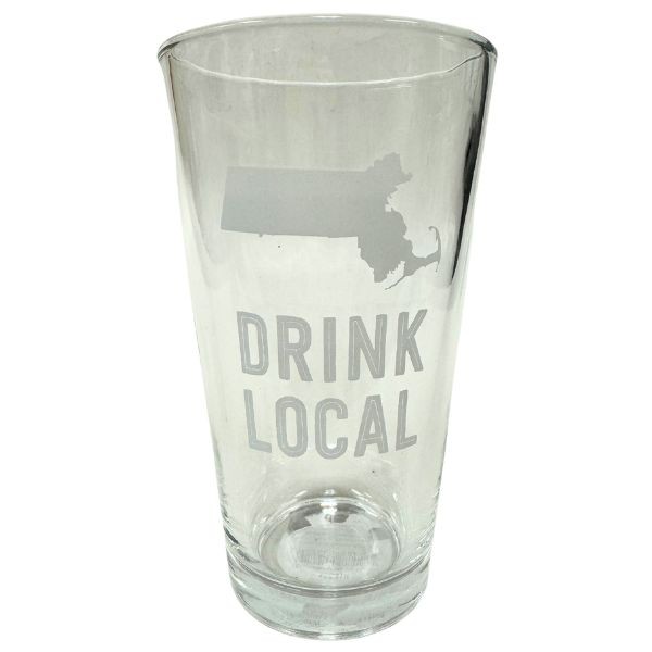 State Of Massachusetts - 16OZ Glass Pints - About Face Designs - 12 For $24.00 - Wholesale Boston Red Sox Products - Red Sox Merchandise