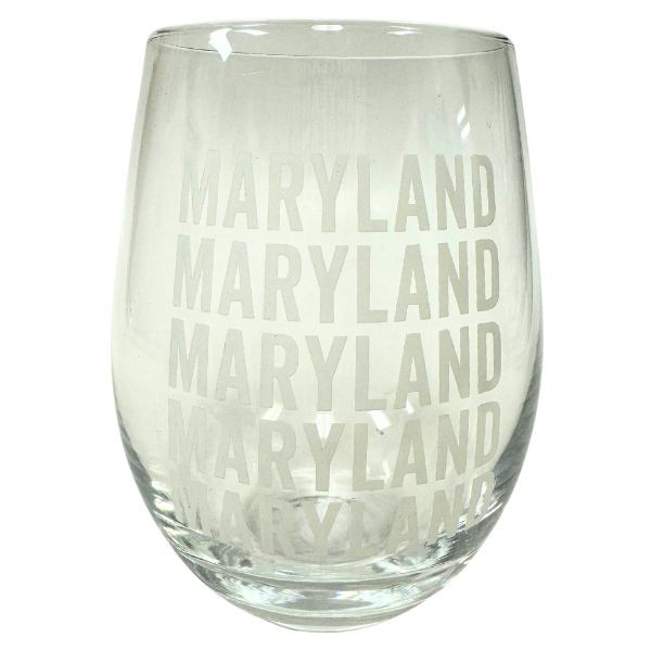 State Of Maryland - About Face Designs - Stemless Wine Glass - 24 For $36.00 - Maryland Terapins