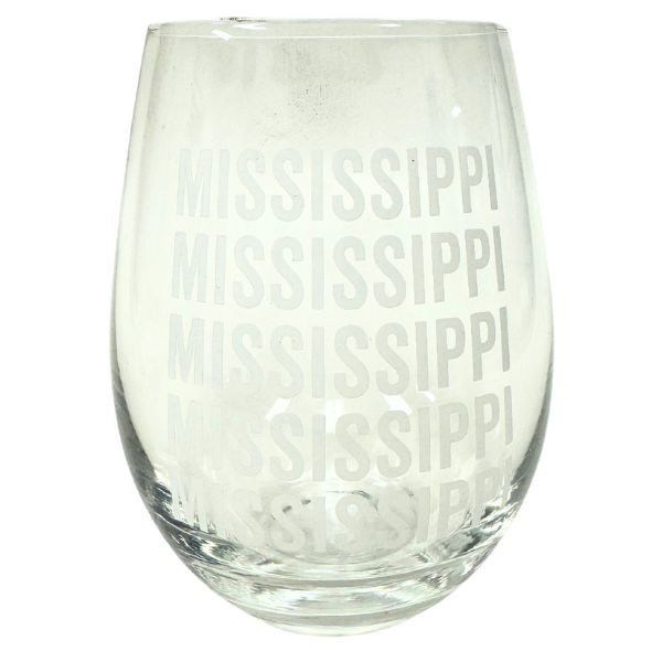State Of Mississippi - About Face Designs - Stemless Wine Glass - 24 For $36.00 - Mississippi State