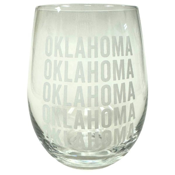 State Of Oklahoma - About Face Designs - Stemless Wine Glass - 24 For $36.00 - Oklahoma