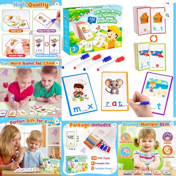120PC Stem Learning Set - CVC Word & Spelling Flash Cards - 12 Sets For $36.00