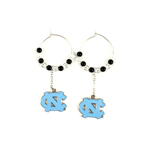 Carolina Tarheels Earrings - 1" Multi Bead Hoop - $3.50 Per Pair - North Carolina