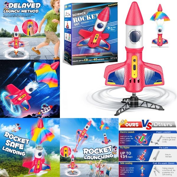 Science Rocket Set - Electric Rocket With 2 Flight Modes - Soars Up To 130 Feet - 4 For $30.00