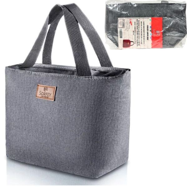 Zippered Insulated Cooler Lunch Bags - #4004.Grey.SB - 12"x7" - Brushed Grey - Modern Living - 12 For $36.00