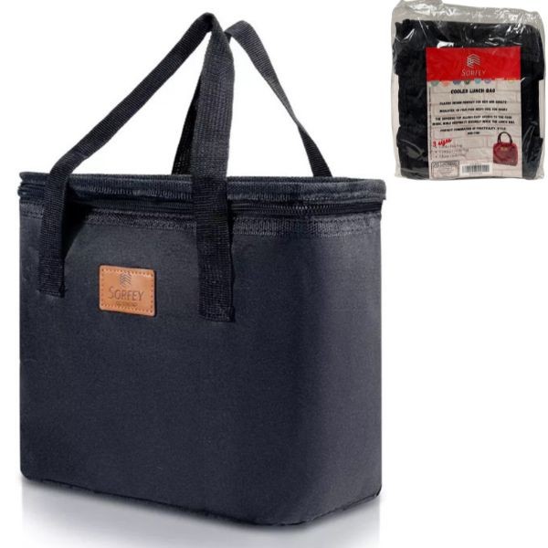 Zippered Insulated Cooler Lunch Bags - #4010.BLACK-SC - 8"x8" - Black - 12 For $30.00