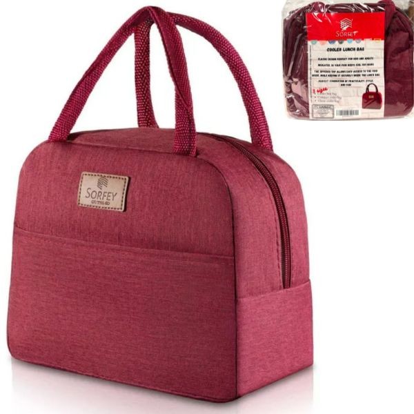 Zippered Insulated Cooler Lunch Bags - #4011.BURG-SD - 8"x8" - Brushed Burgundy - 12 For $30.00