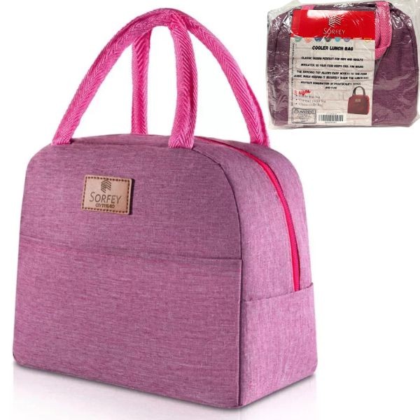 Zippered Insulated Cooler Lunch Bags - #4012.PINK-SD - 8"x8" - Brushed Pink - 12 For $30.00