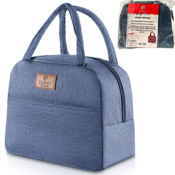 Zippered Insulated Cooler Lunch Bags - #4013.BLUE-SD - 8"x8" - Brushed Blue - 12 For $30.00