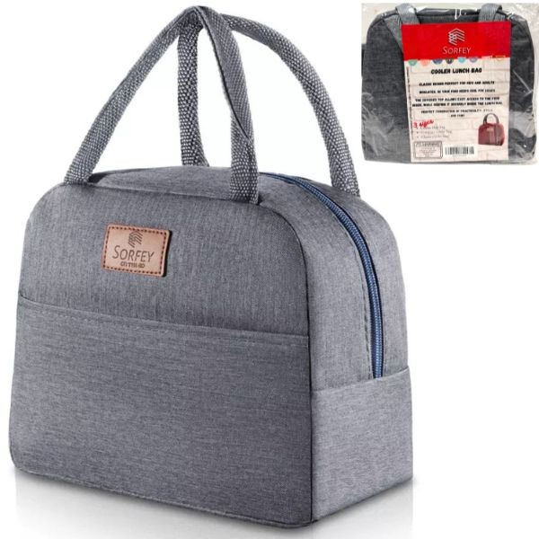 Zippered Insulated Cooler Lunch Bags - #4014.GREY-SD - 8"x8" - Brushed Grey - 12 For $30.00