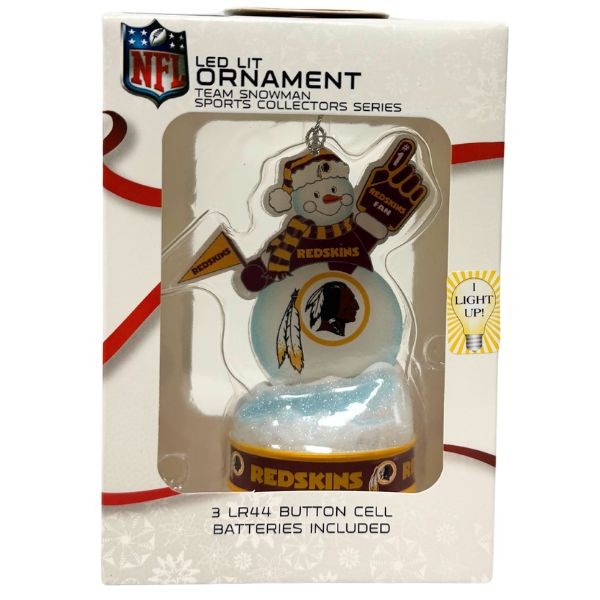 Washington Redskins Ornaments - Snowman LED Lit Ornament - Dead Batteries - 24 For $24.00 - Wholesale Washington Redskins Products - Redskins Merchandise 2