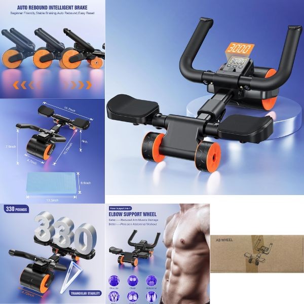 The AB Wheel - Digital Counter - Style#: JF-01 - The Premium Home Workout - Brown Box Packaging - 3 For $30.00