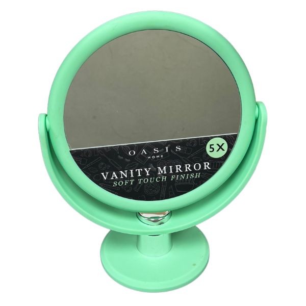 Oasis Home - 6" Green Soft Touch Finish - Double Sided 5x Vanity Mirror - 12 For $42.00