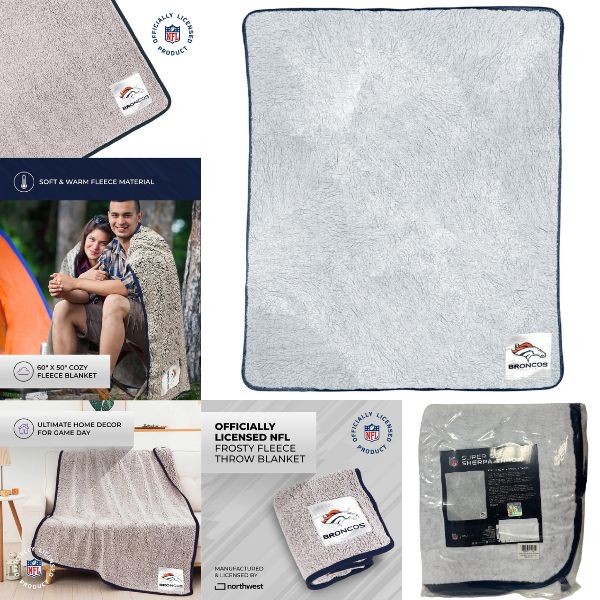 Denver Broncos Blankets - 50"x60" Super Soft Sherpa Throw - 3 For $30.00 - Wholesale Denver Broncos Products - Denver Merchandise