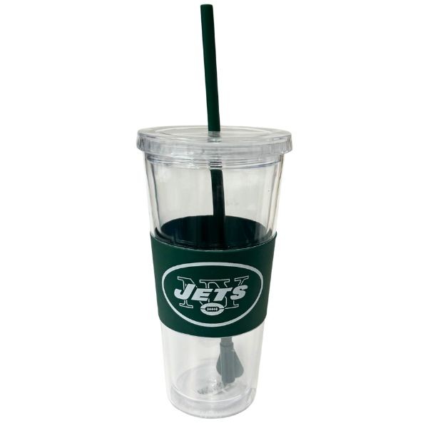New York Jets Tumblers - 22OZ Straw Tumbler With Grip Tech Band - 12 For $36.00 - Wholesale New York Jets Products - Jets Merchandise 2